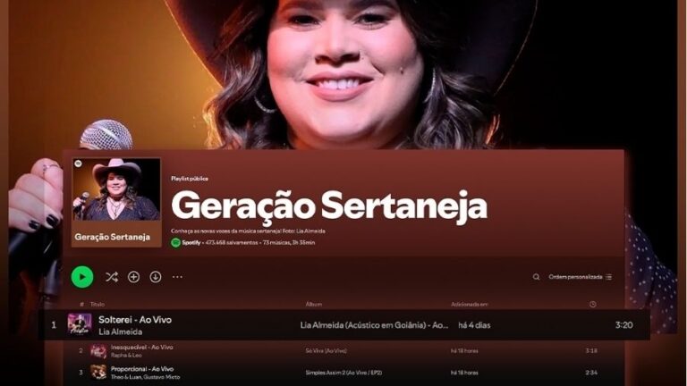 Lia Almeida é destaque nas principais playlists sertanejas do Spotify e Deezer
