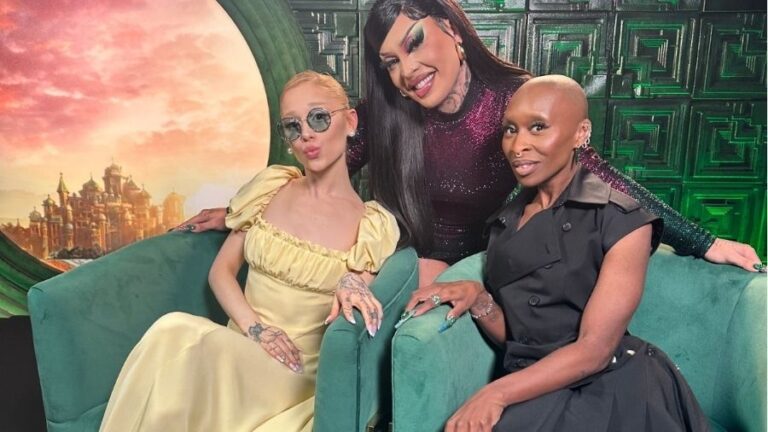 Gloria Groove entrevista Ariana Grande e Cynthia Erivo, atrizes do filme “Wicked”, em Los Angeles