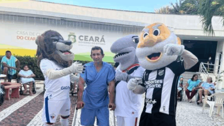Humanização: Casa de Cuidados do Ceará recebe visita dos mascotes de times cearenses